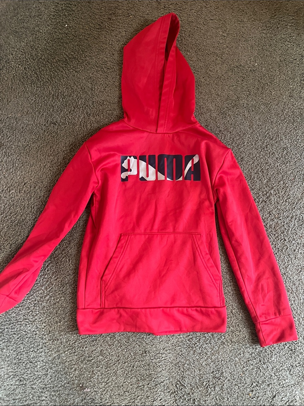 Puma Youth Medium Red Pullover Hoodie with Logo